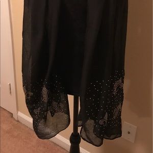 FLEUR DE LIS BLACK SHEER SCARF WITH GOLD ACCENTS
