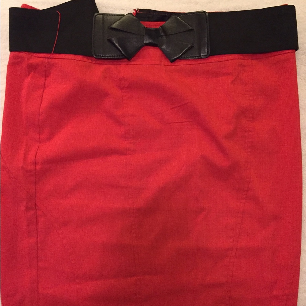 Red pencil skirt