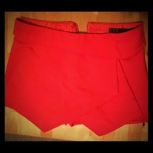 ZARA Red Wrap Mini Skort Skirt Short