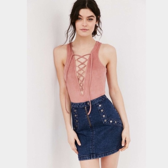 Urban Outfitters Other - Glamorous Suede Lace-Up Bodysuit