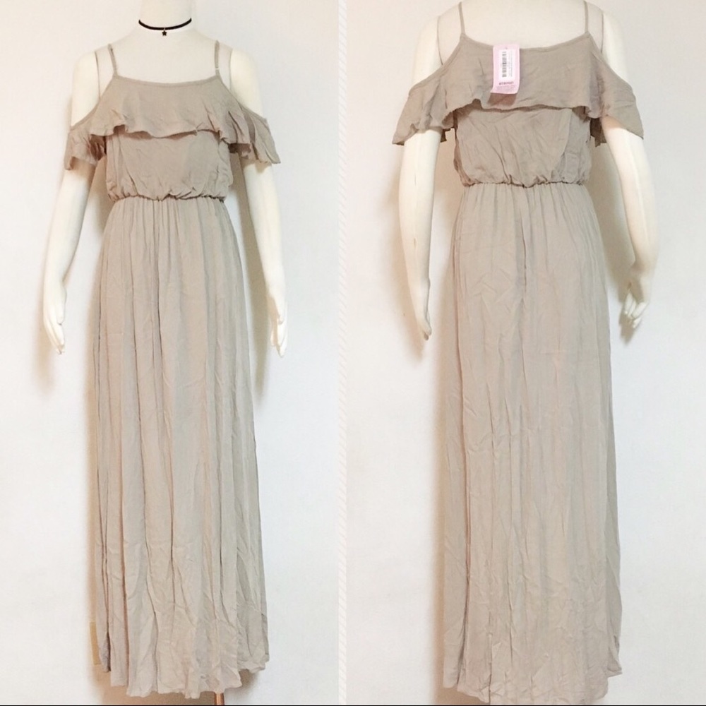 Bohemian hippie boho cold shoulder maxi dress - Picture 2 of 5