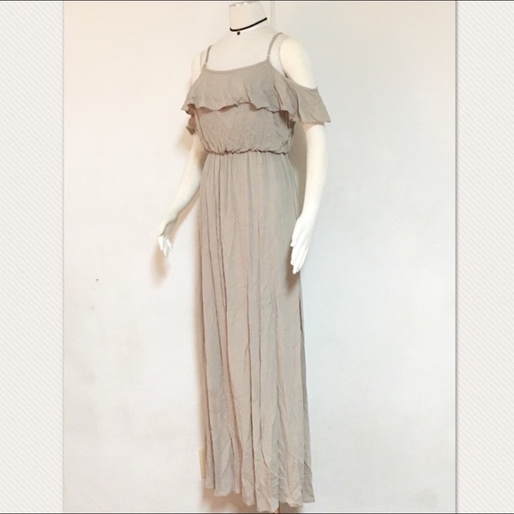 Bohemian hippie boho cold shoulder maxi dress - Picture 2 of 4