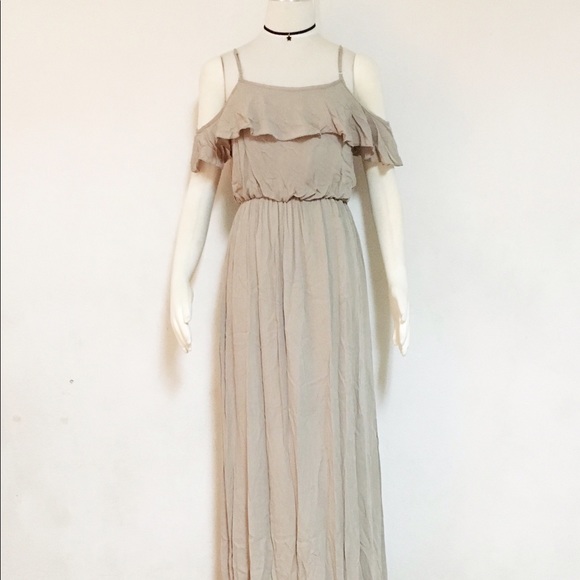 Bohemian hippie boho cold shoulder maxi dress - Picture 4 of 4