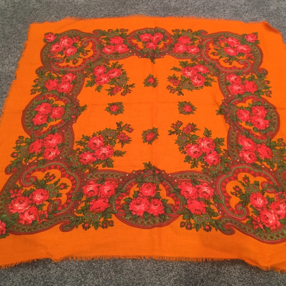 Orange and pink flower scarf