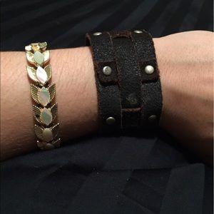 Studded Faux Leather Cuff