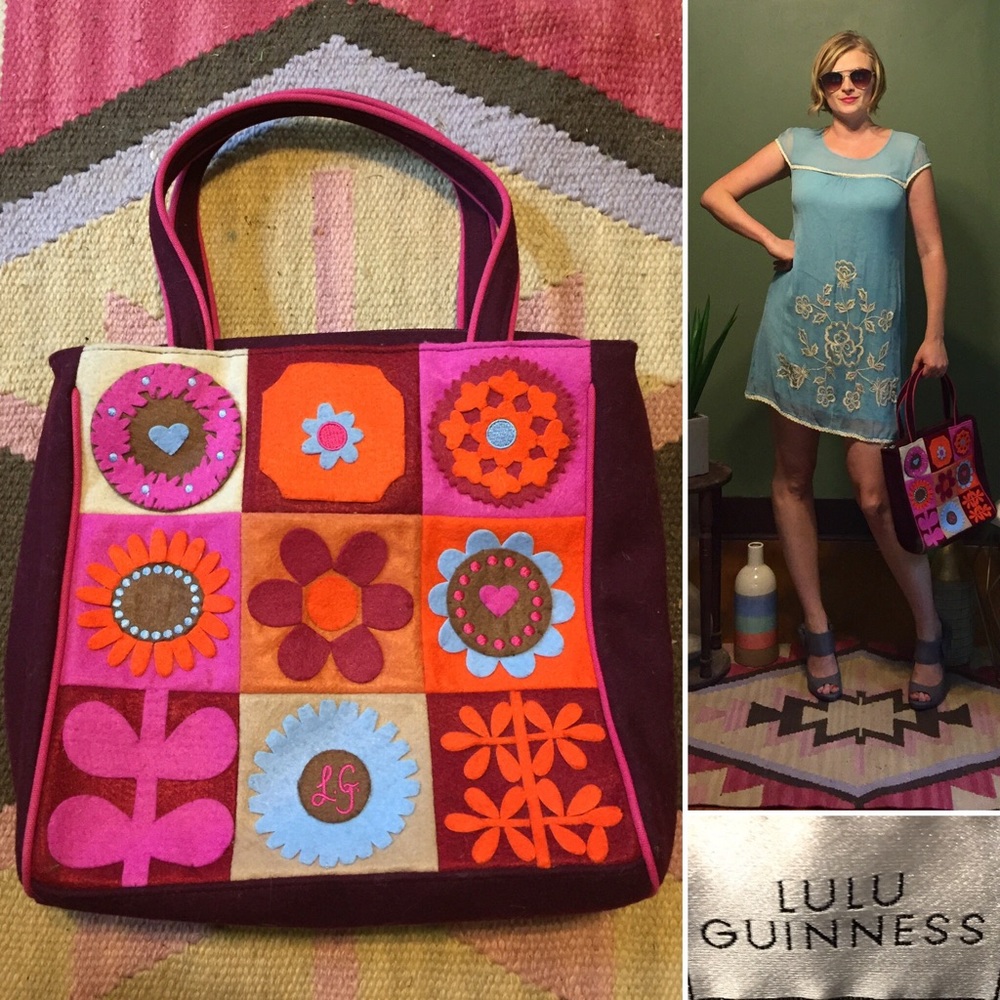 Lulu Guinness 60s Inspired Pop Floral Felt Bag