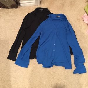 Express sheer button up work shirt.