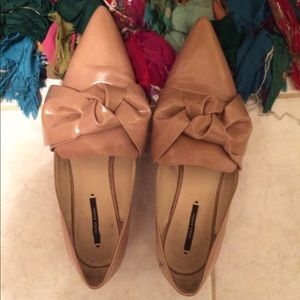 Zara nude pointed bow flats.