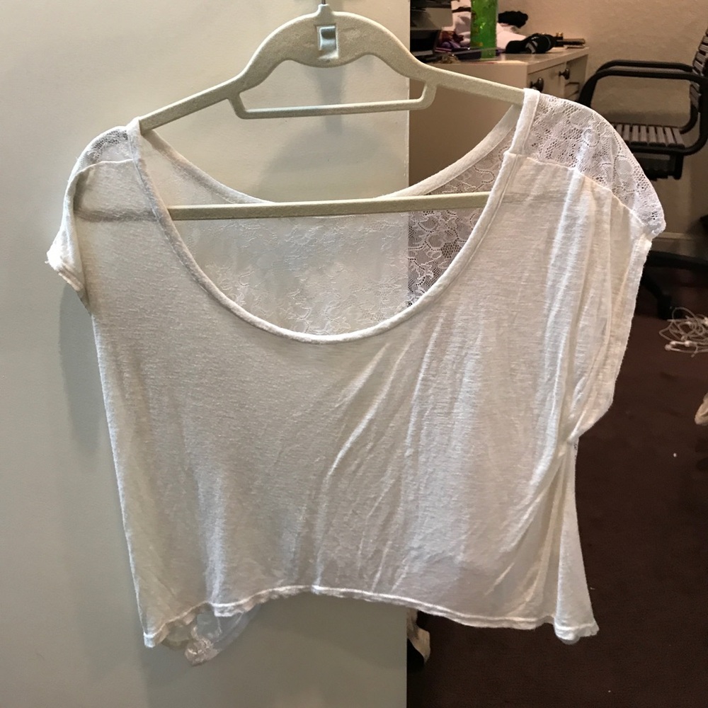 Cream LF cropped top lace back