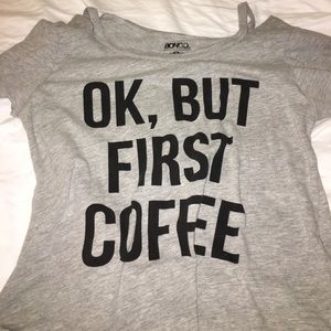 Off the shoulder grey top