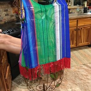 Sheer Multi-Color Tank With Tassels