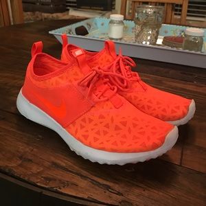 Neon Nike Free tennis shoes