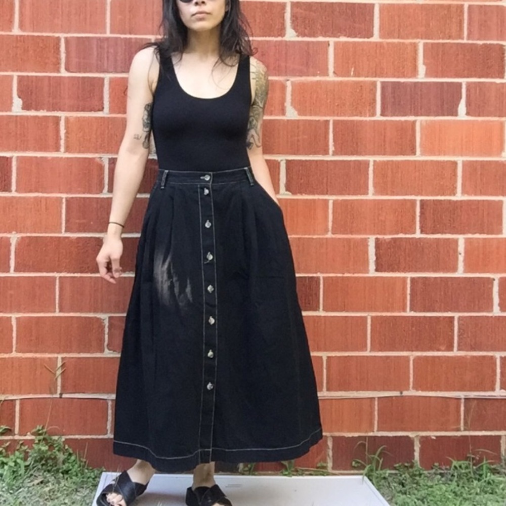 BLACK DENIM MAXI SKIRT!