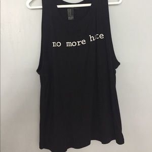 "no more hate" black muscle tee