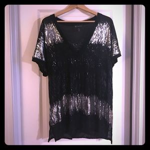 Black and Silver sequined top