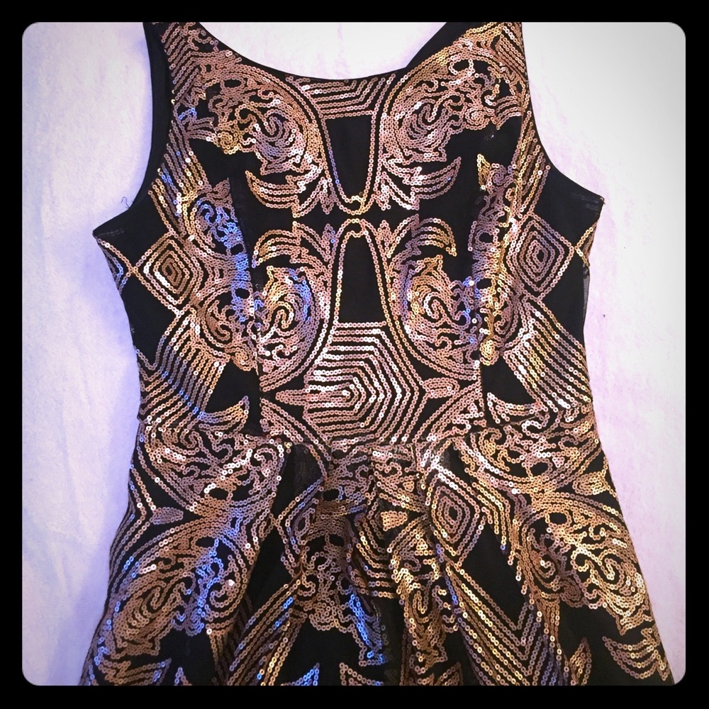Gold and black sequin dress, Eva Mendes, size 6