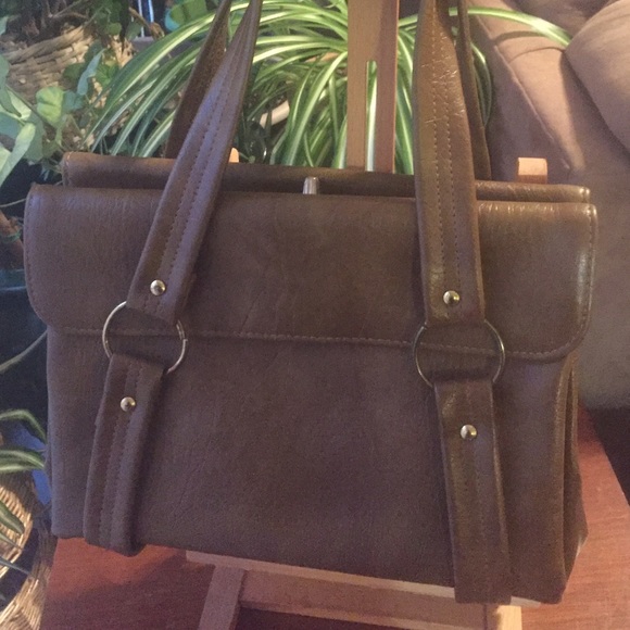 Vintage 1950's Dova Brown Faux Leather Bag - Picture 1 of 9