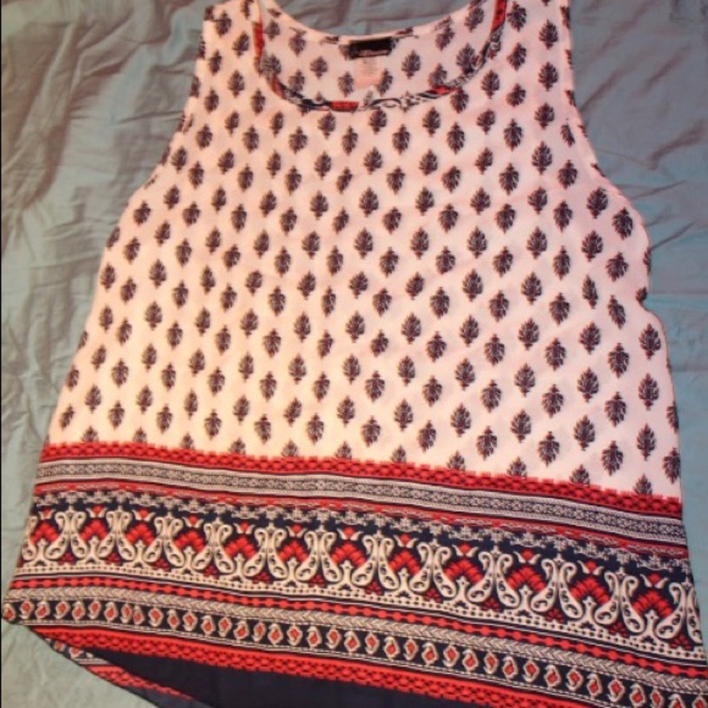 Scarf Print Slit Back Tank
