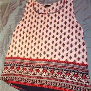 Scarf Print Slit Back Tank