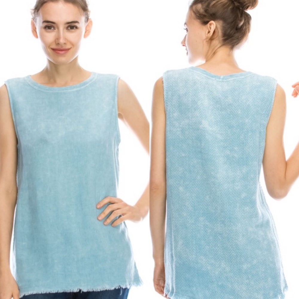 Teal Raw Edge top