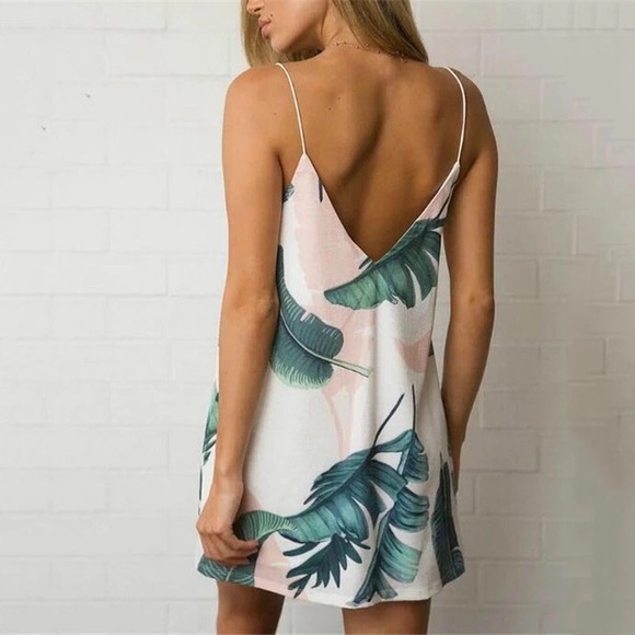 Tropical Palm Leaf Print Dress - Picture 2 of 4