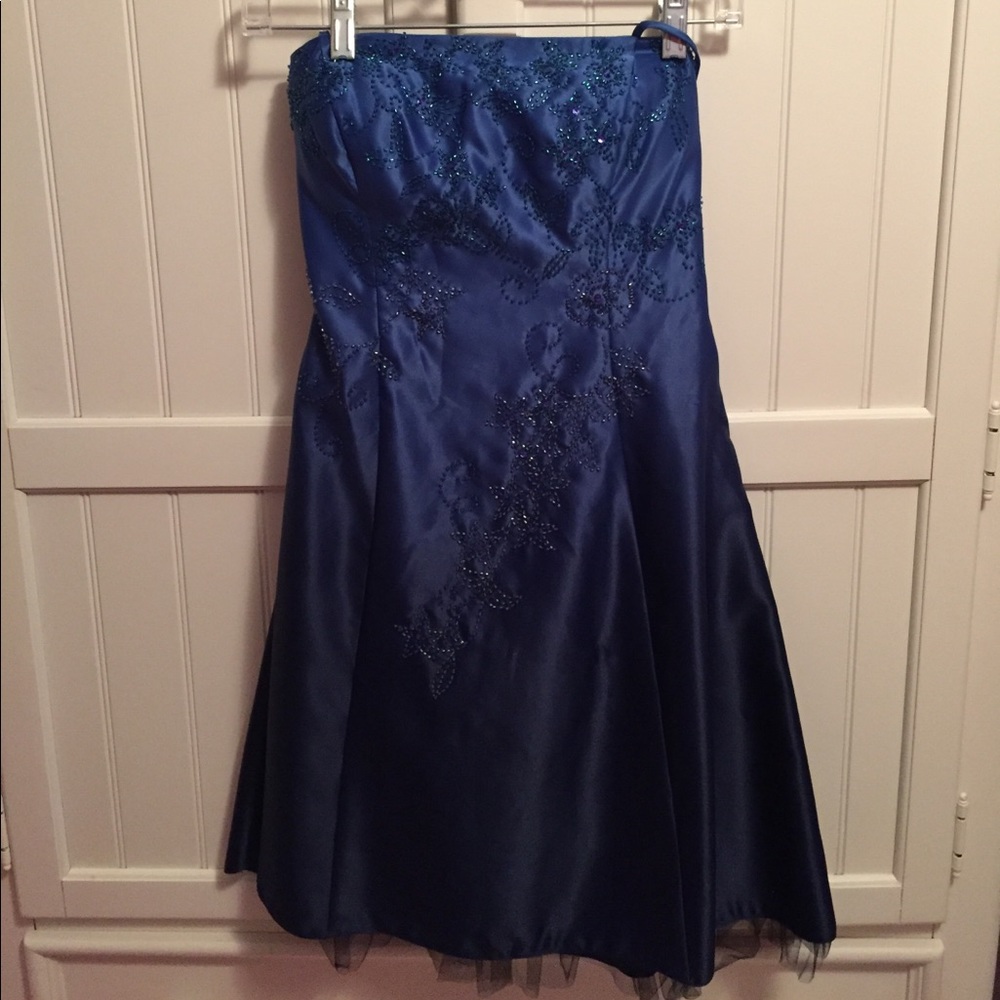 Blue beaded formal dress