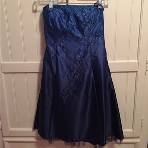 Blue beaded formal dress