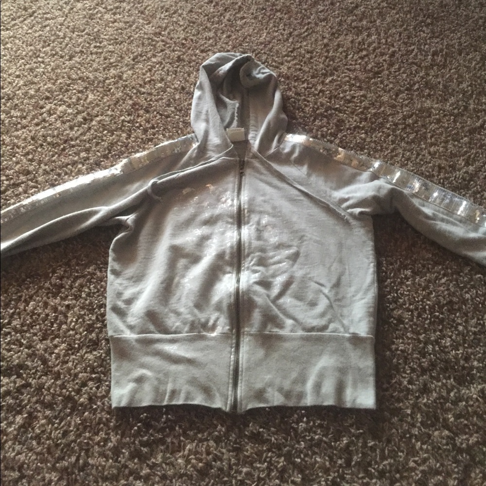 Reality gray blingy zip up sweatshirt large
