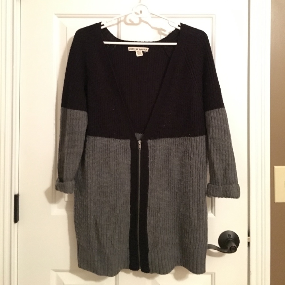 Deep V w/ Zipper Sweater Cardigan