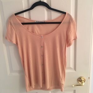 Peach Tee with Buttons