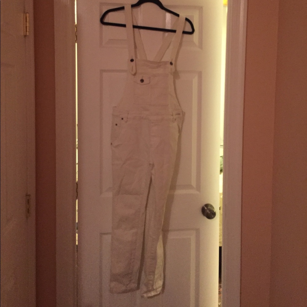 Free People White Overalls