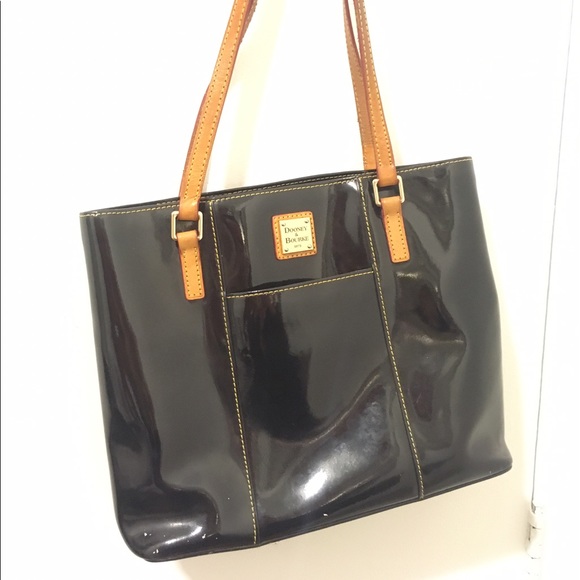 Dooney & Bourke Handbags - Dooney & Bourke Black Patent Leather Medium Tote