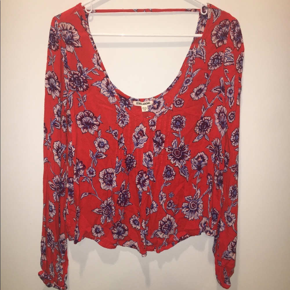 🌻 Red & purple flower Billabong Shirt