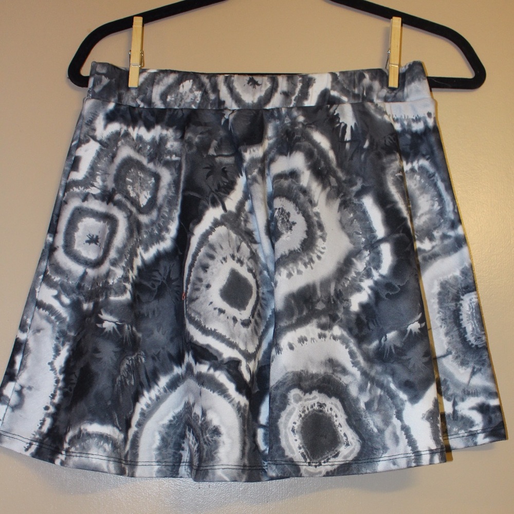 Grey and White Skater Skirt