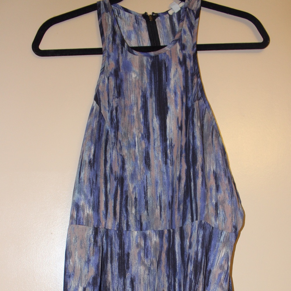 Blue and Beige Cutout Dress