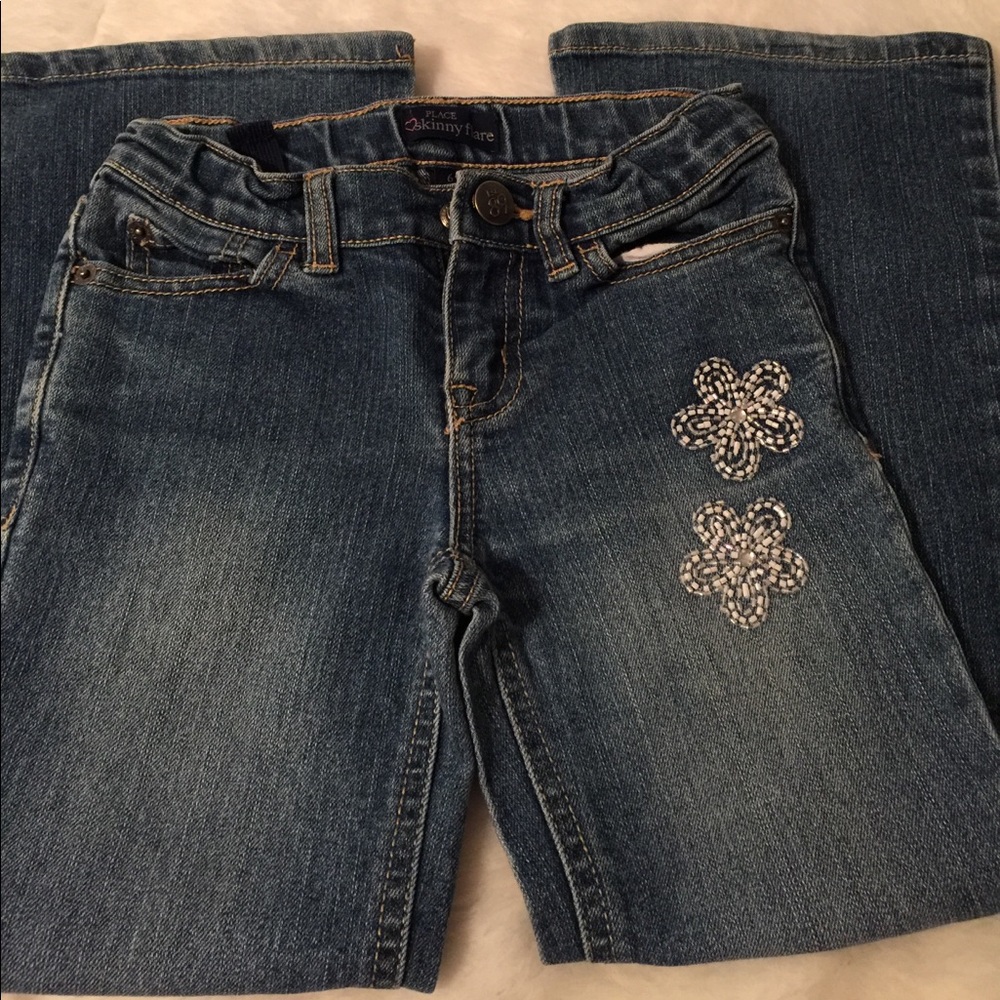 Front beaded skinny flare jeans size 6