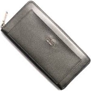 Coach Crossgrain Leather Accordion Wallet Gunmetal