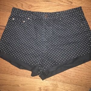 Black and white polka dot high waisted shorts