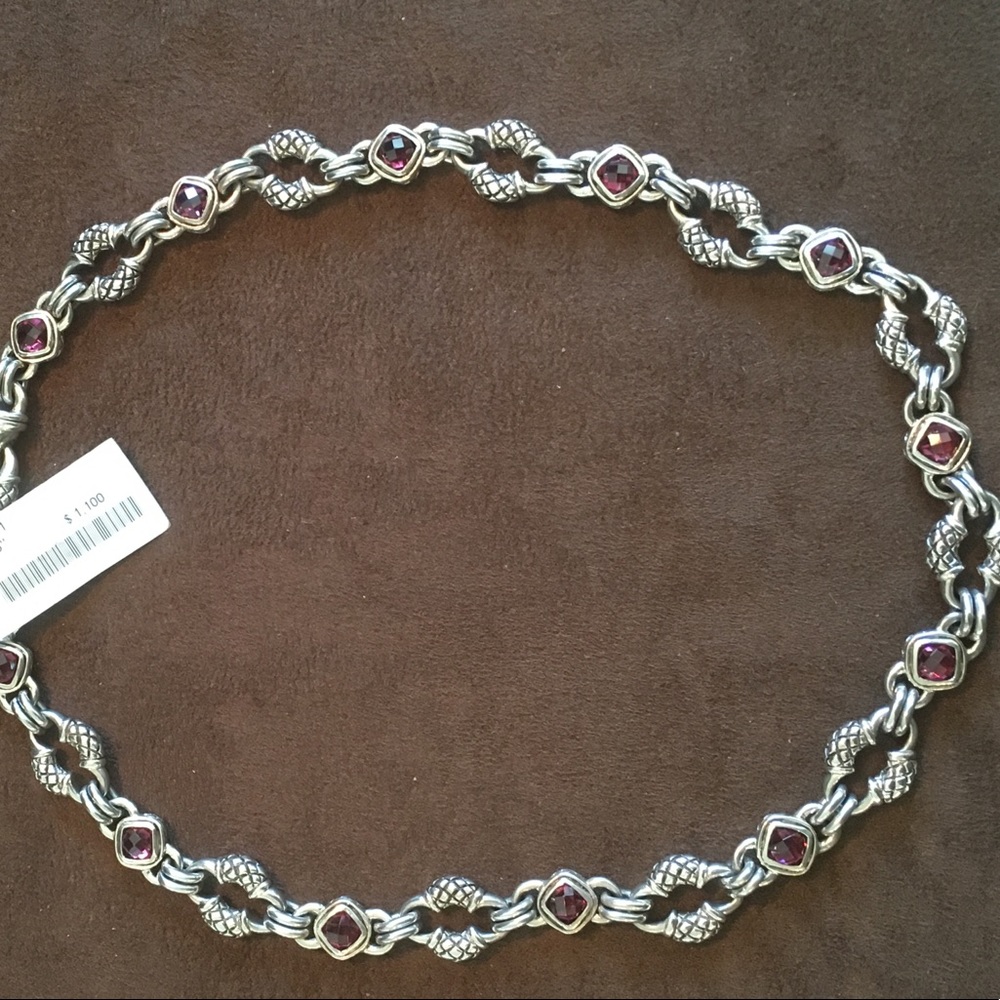 Scott Kay Sterling Silver/18K Garnet Necklace