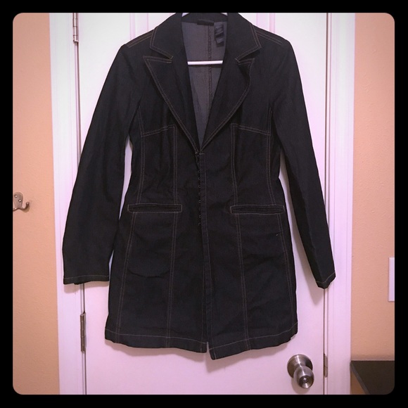 Bisou Bisou Jackets & Blazers - Fitted stretchy jean trench coat