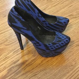 Blue & black high heels