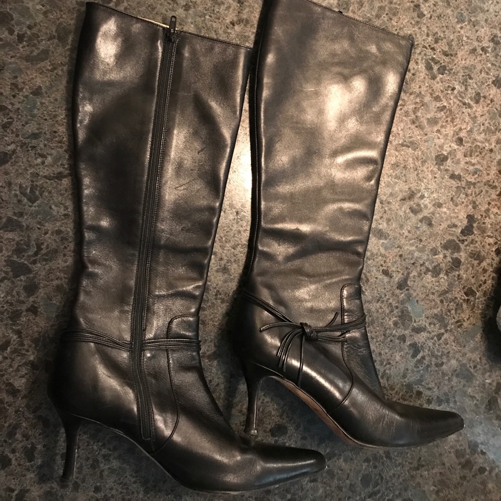 Dress high heel leather boots