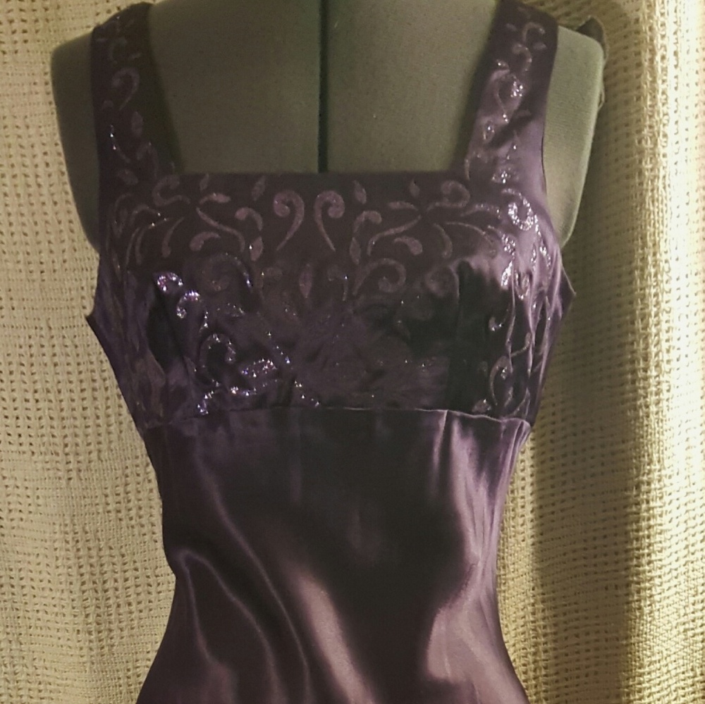 Sexy Purple Long Evening Dress Sparkly Leaves