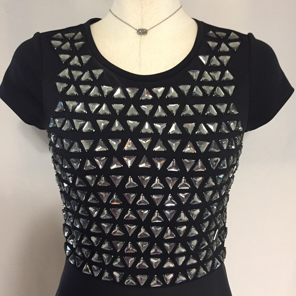 Express Black jeweled crop top XS