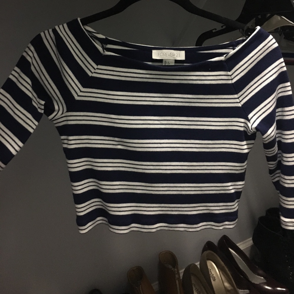 F21 Striped Crop T
