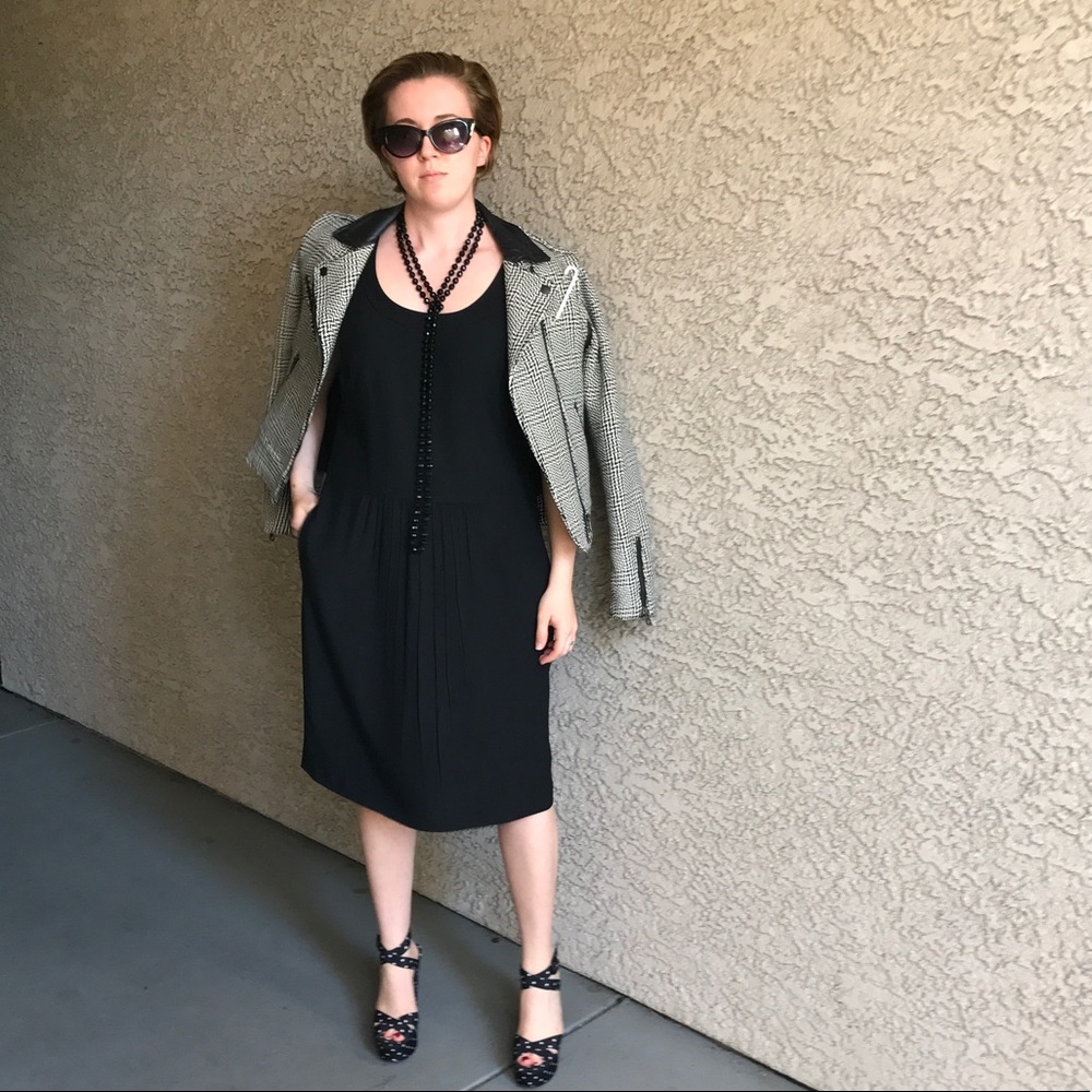 Akris Punto viscose black shift dress size 10