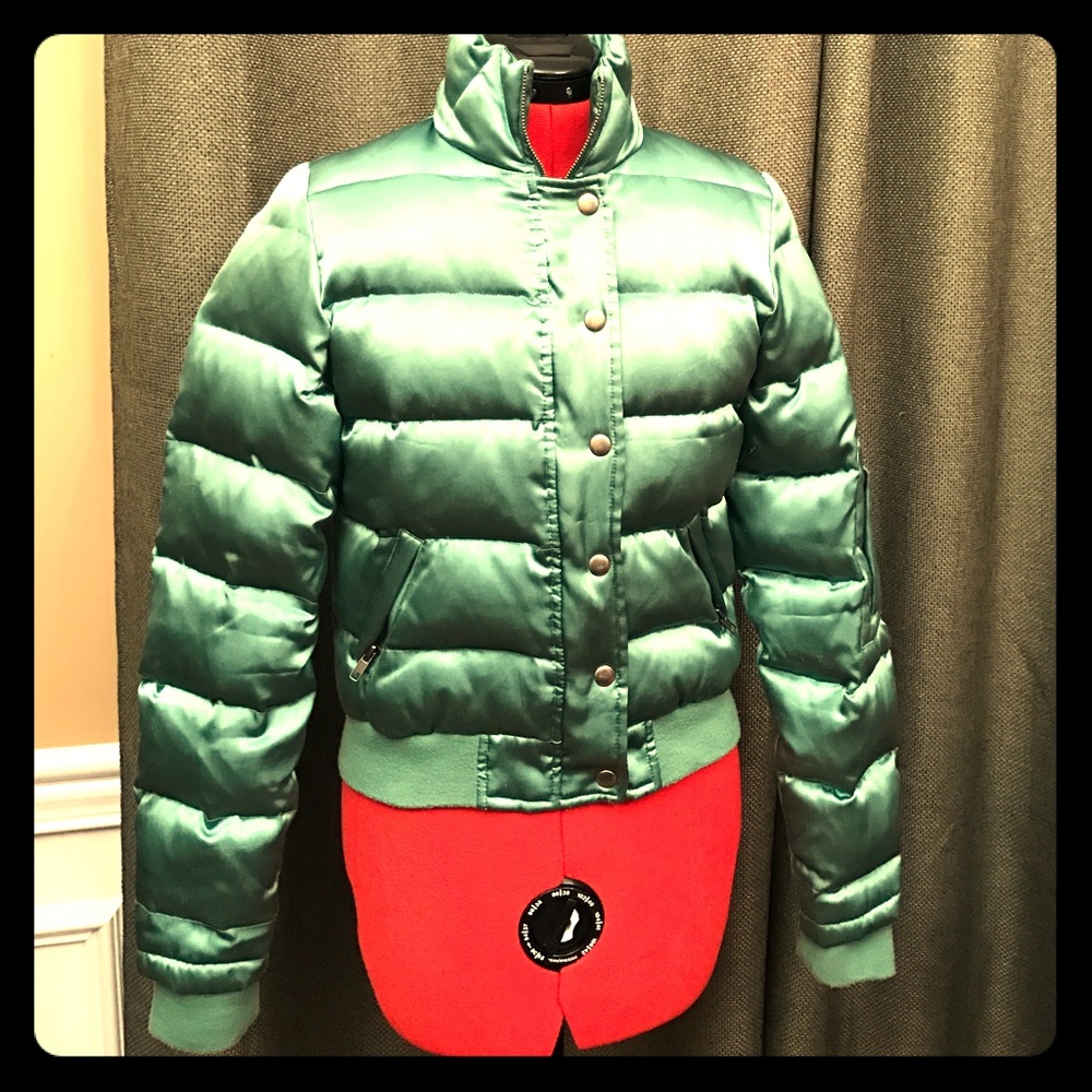 Juicy Couture Green Metallic Puffer Coat