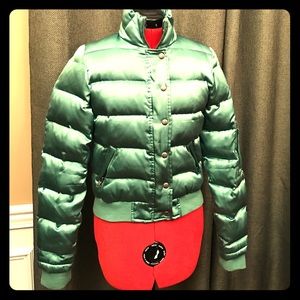 Juicy Couture Green Metallic Puffer Coat