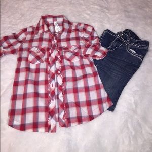 Girls long sleeve plaid shirt