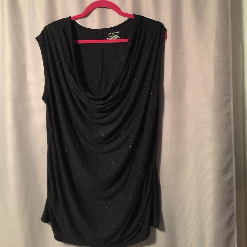 Black with Sparkle Drop Front Top